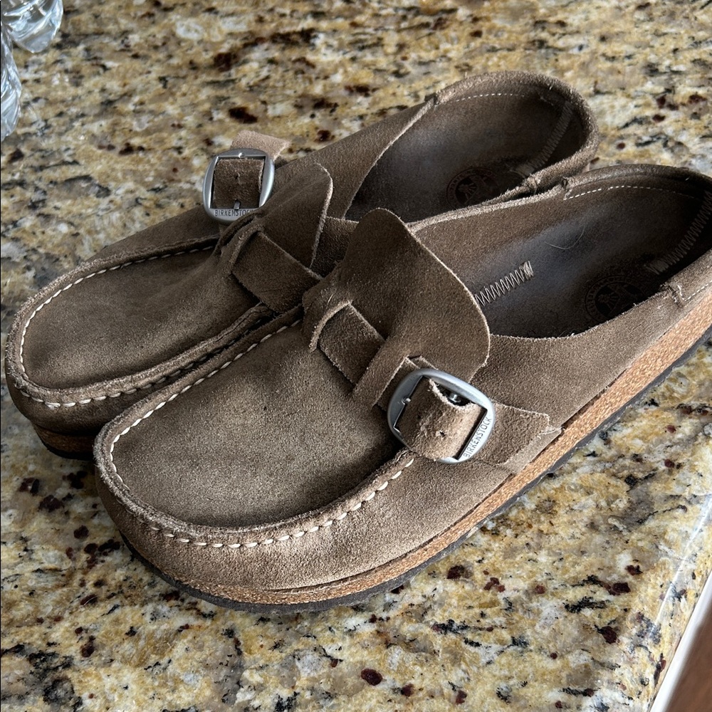 Birkenstock Tan Suede Mules slides shoes Buckley size 38